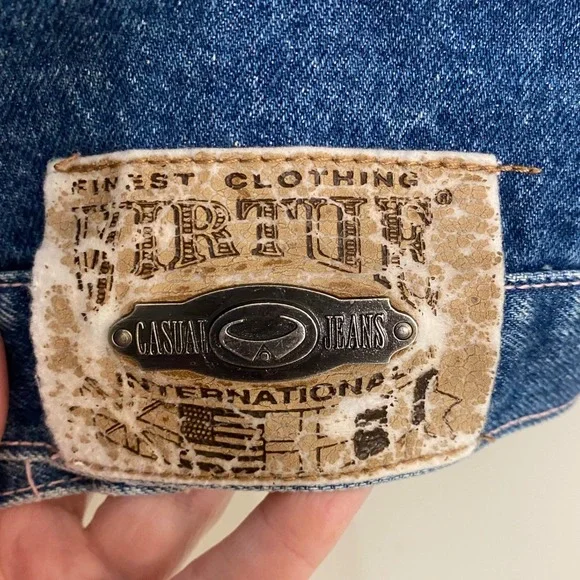 Virtue Jeans Casual Collection Denim Jacket Floral Print Pockets Lined 80s 90s M - Picture 5 of 9